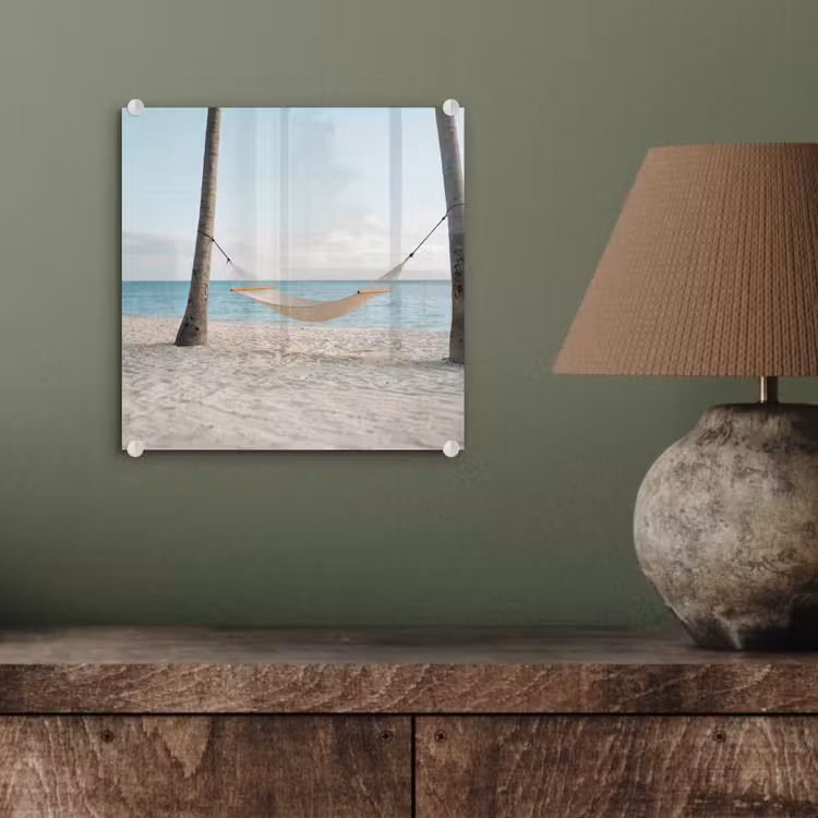 Glas schilderij - Hangmat - Strand - Wit — 4