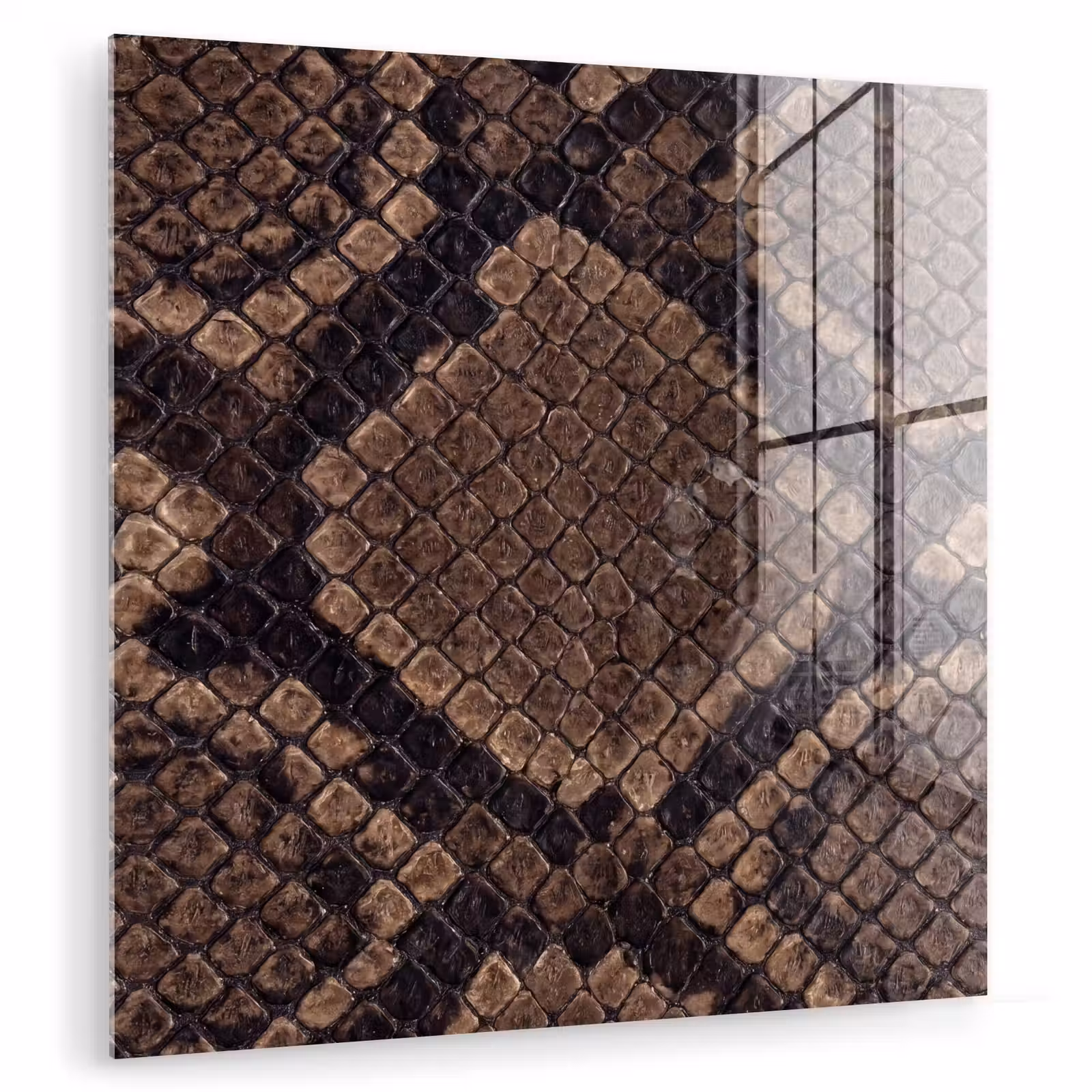 Glas schilderij - Python - Schubben - Brons — 1