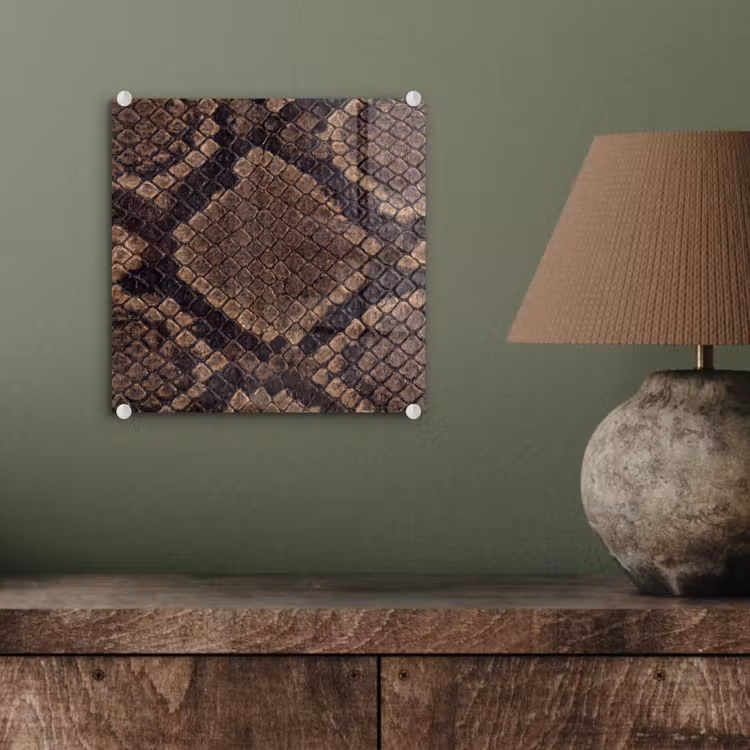 Glas schilderij - Python - Schubben - Brons — 4