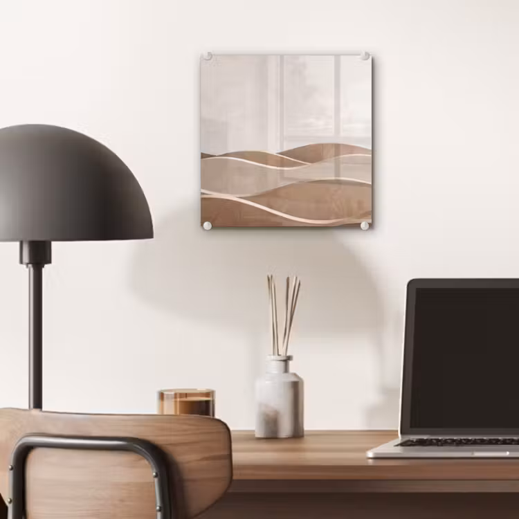 Glas schilderij - Abstract - Golven - Modern - Beige — 7