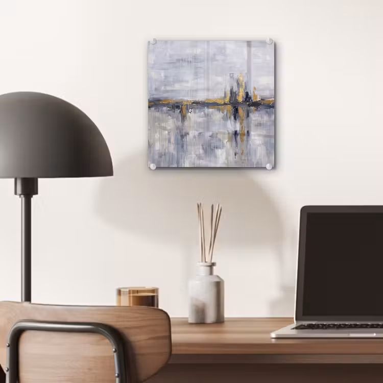 Glas schilderij - Abstract - Structuur - Goud - Grijs - Modern — 7