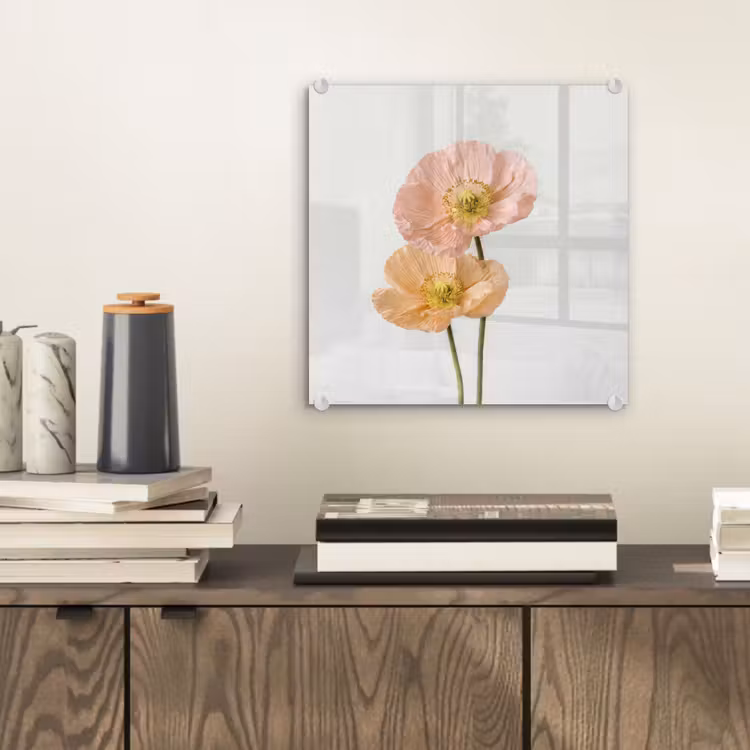 Glas schilderij - Papavers - Botanisch - Roze — 2