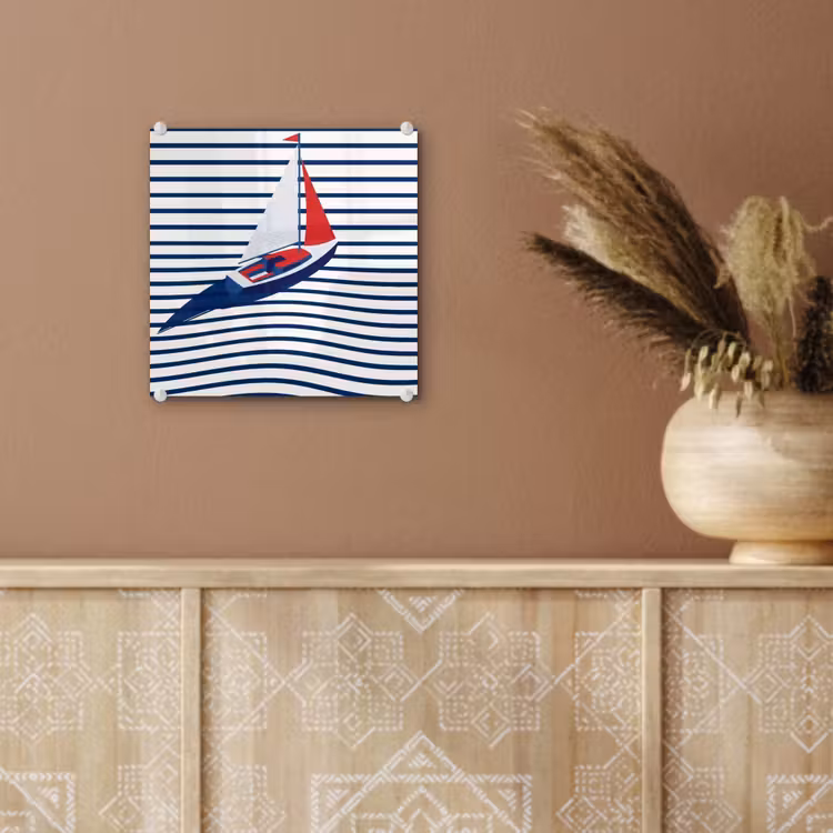 Glas schilderij - Boot - Water - Abstract - Blauw — 6