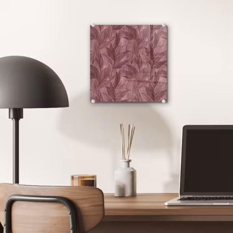Glas schilderij - Bladeren - Patroon - Paars — 7