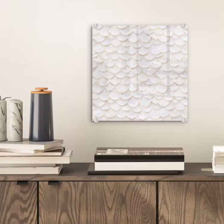 Glas schilderij - Schubben - Wit - Elegant — 2