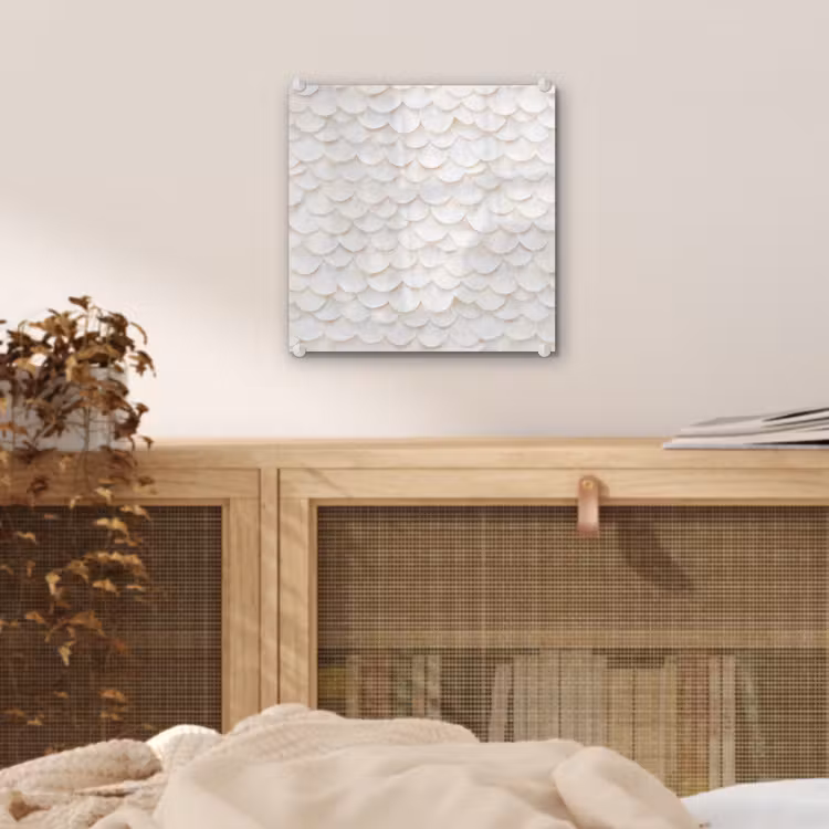 Glas schilderij - Schubben - Wit - Elegant — 5