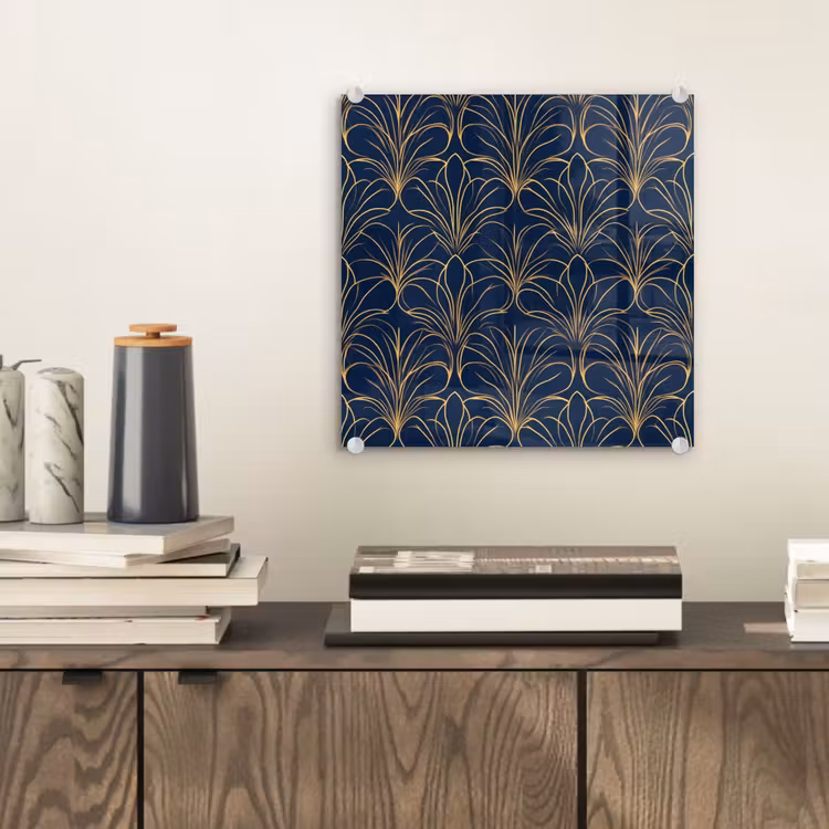 Glas schilderij - Deco - Waaier - Blauw — 2