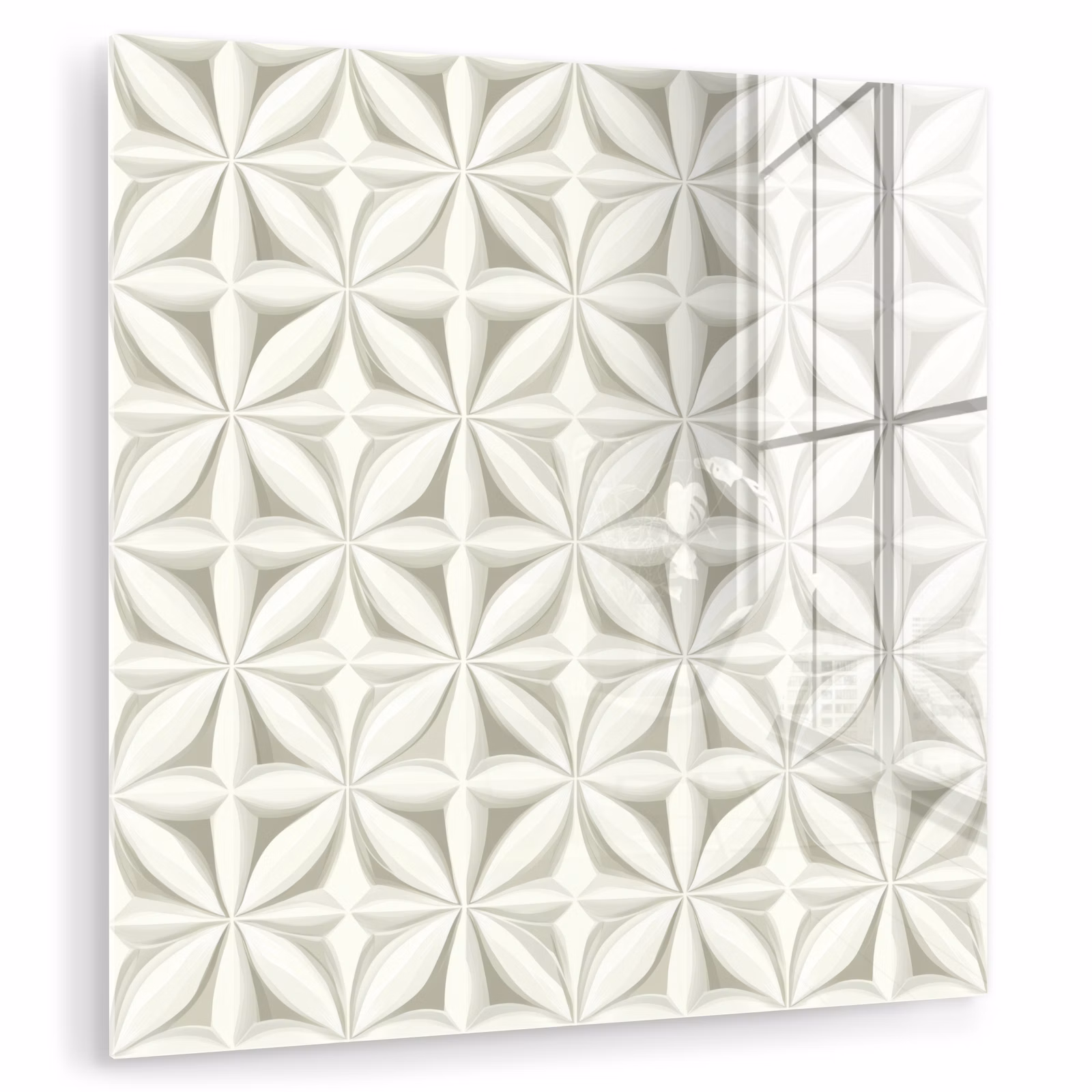 Glas schilderij - Abstract - Structuur - Grijs - Wit — 1