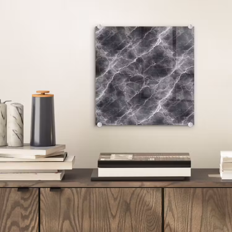 Glas schilderij - Donkergrijs - Bliksem - Marmer — 2