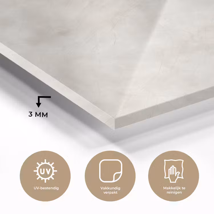 Glas schilderij - Crèmebeige - Marmer - Aders — 3