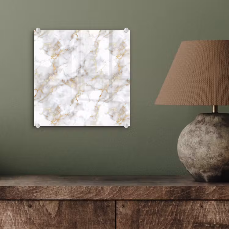 Glas schilderij - Gouden aders - Marmer - Wit — 4