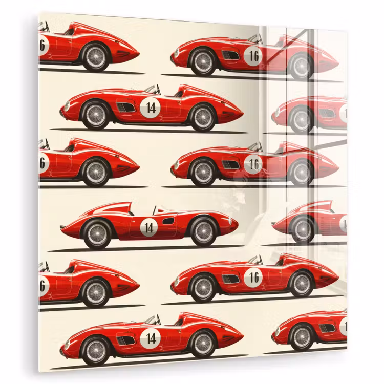 Glas schilderij - Raceauto - Retro - Rood — 1