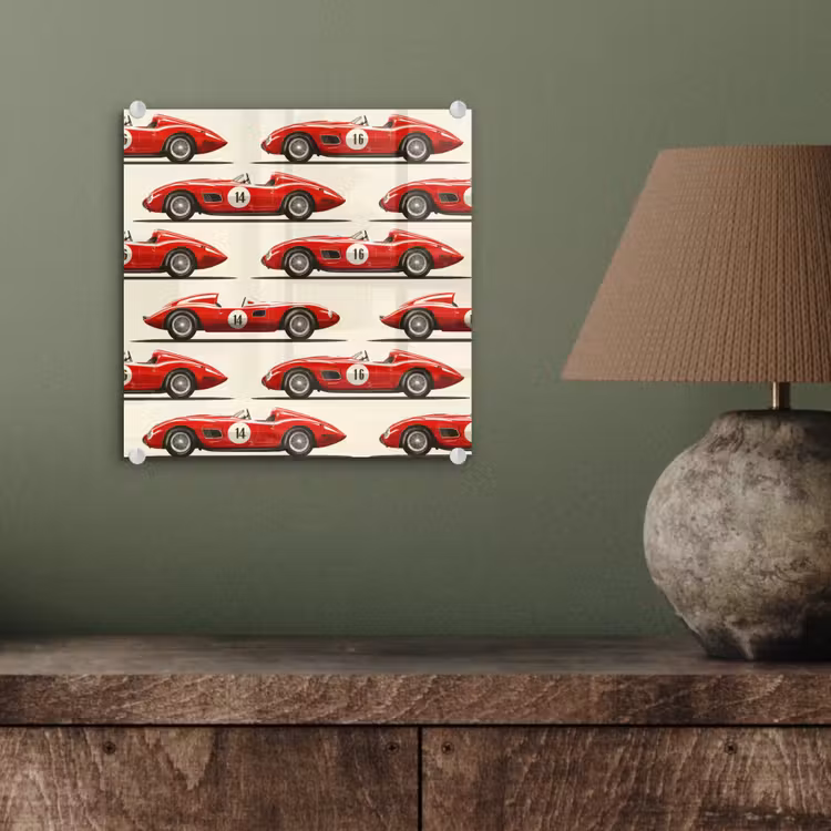 Glas schilderij - Raceauto - Retro - Rood — 4