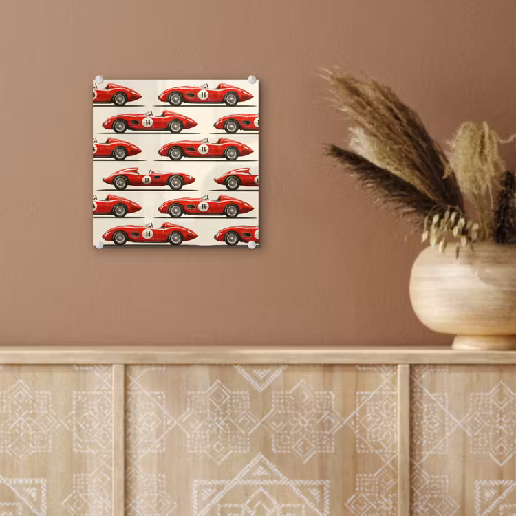 Glas schilderij - Raceauto - Retro - Rood — 6