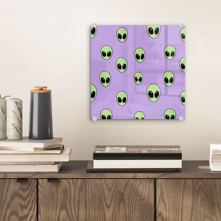 Glas schilderij - Alien - Retro - Lila — 2