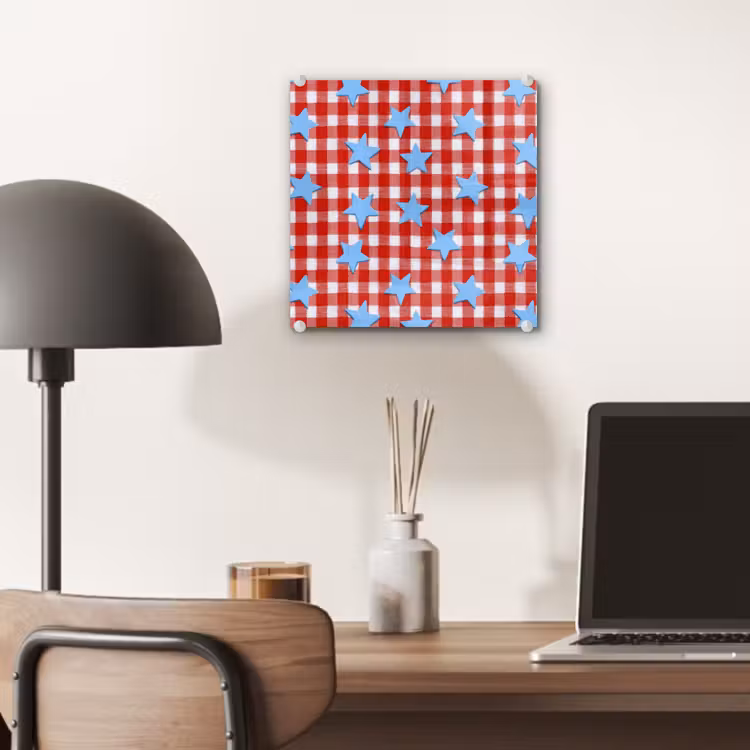 Glas schilderij - Ruit - Sterren - Rood — 7