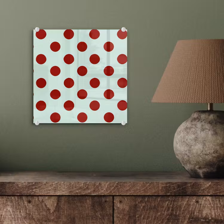 Glas schilderij - Polka - Dots - Rood — 4