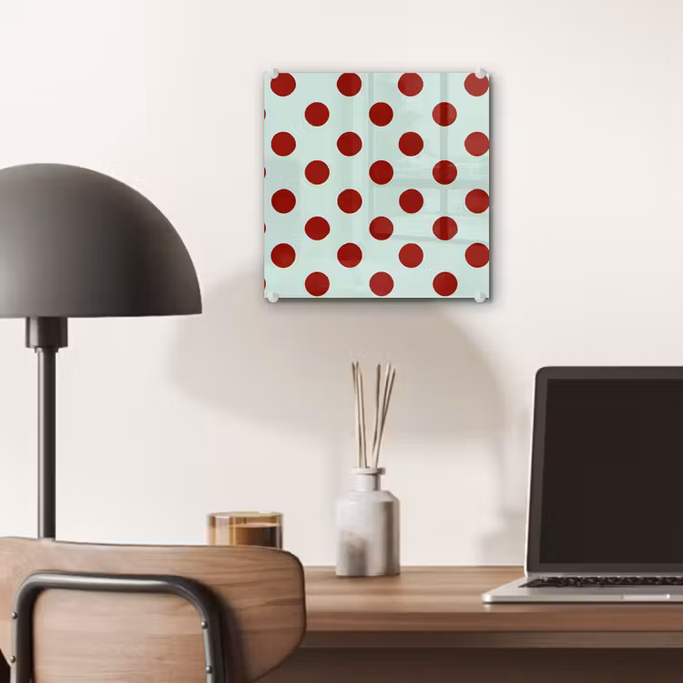 Glas schilderij - Polka - Dots - Rood — 7