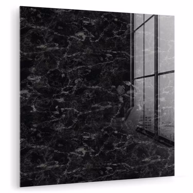 Glas schilderij - Marmer - Aders - Zwart — 1