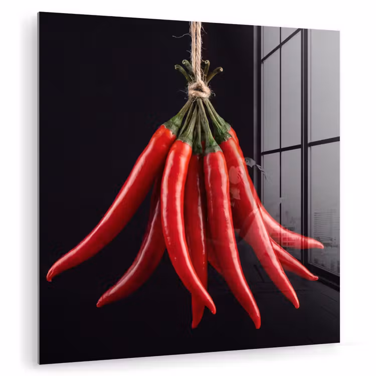 Glas schilderij - Rode peper - Eten — 1