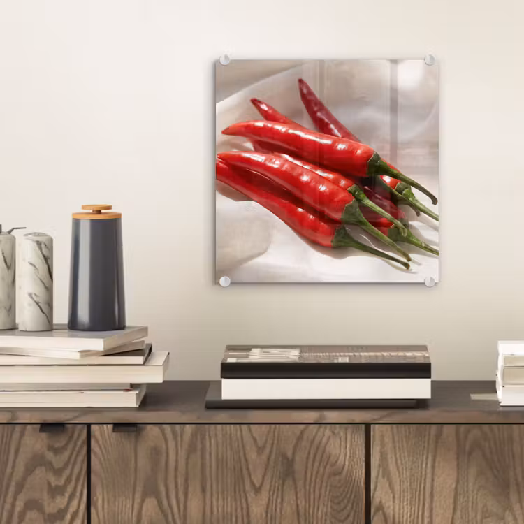 Glas schilderij - Peper - Rood - Eten — 2