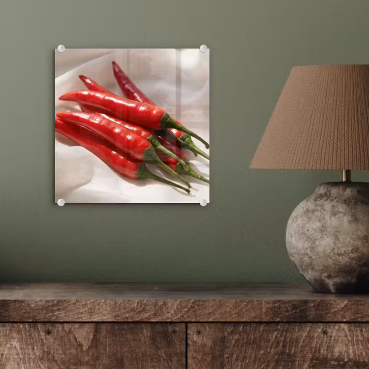 Glas schilderij - Peper - Rood - Eten — 4