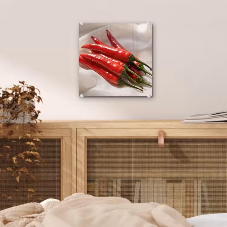 Glas schilderij - Peper - Rood - Eten — 5