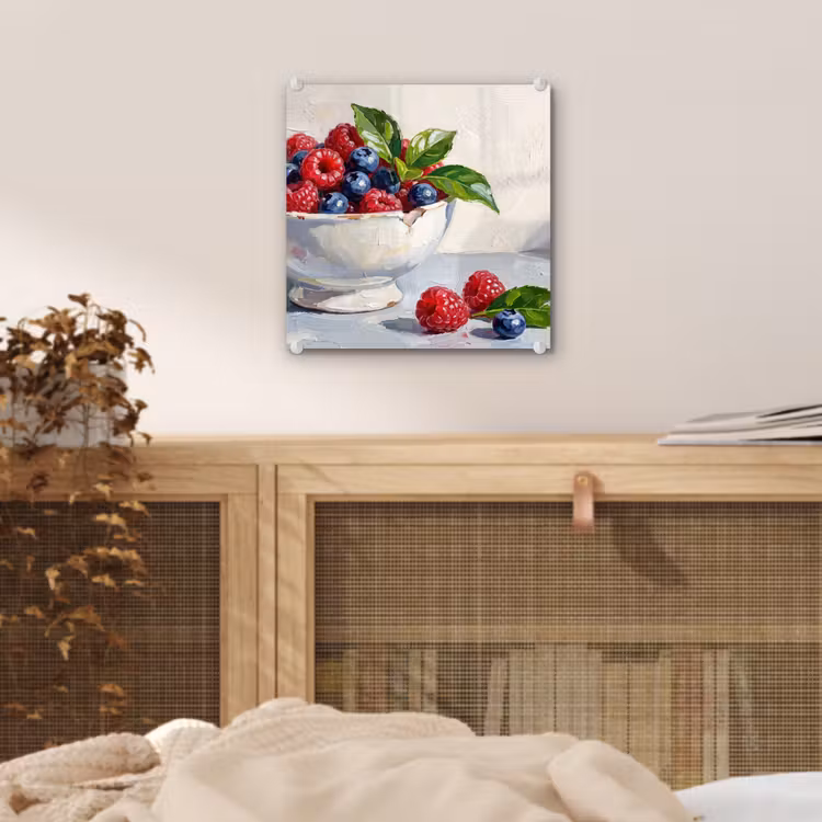 Glas schilderij - Bessen - Kom - Eten — 5