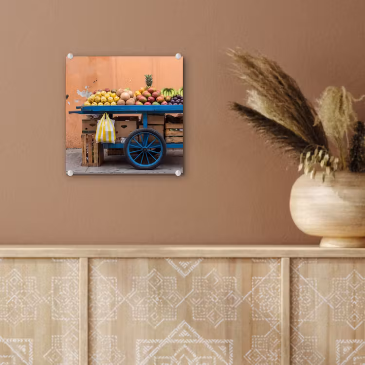 Glas schilderij - Fruit - Kar - Straat — 6
