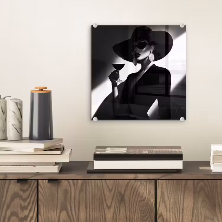 Glas schilderij - Vrouw - Wijn - Chic — 2
