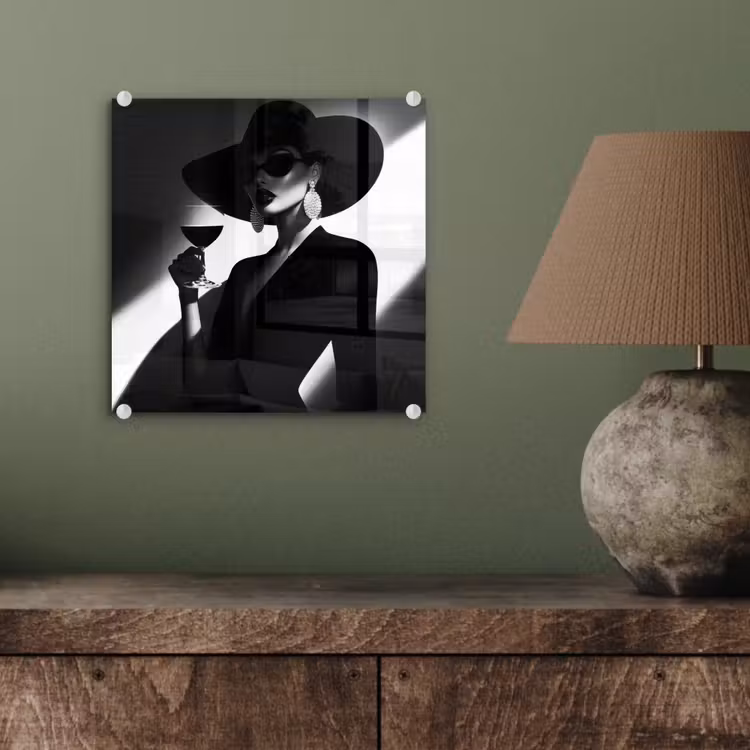 Glas schilderij - Vrouw - Wijn - Chic — 4