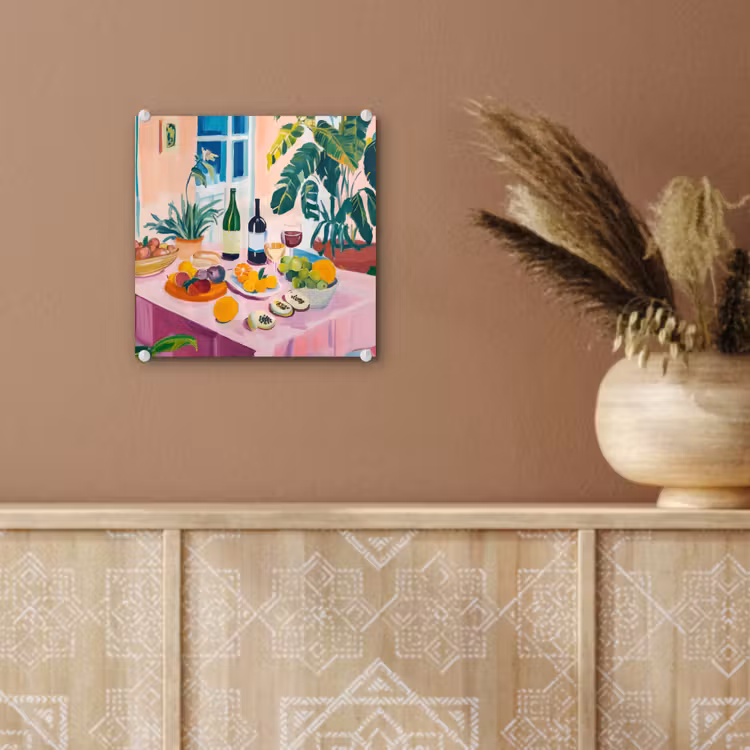 Glas schilderij - Tafel - Wijn - Fruit — 6