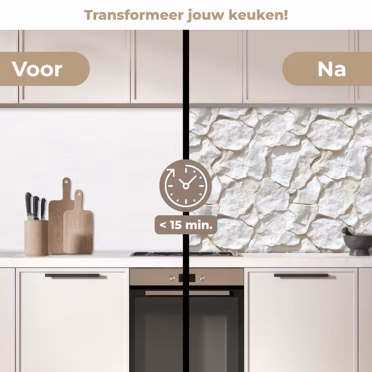 Keuken achterwand - Structuur - Rots - Wit — 3