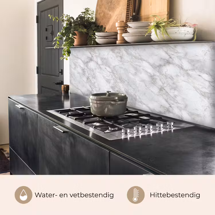 Keuken achterwand - Grijs - Wit - Marmer — 5
