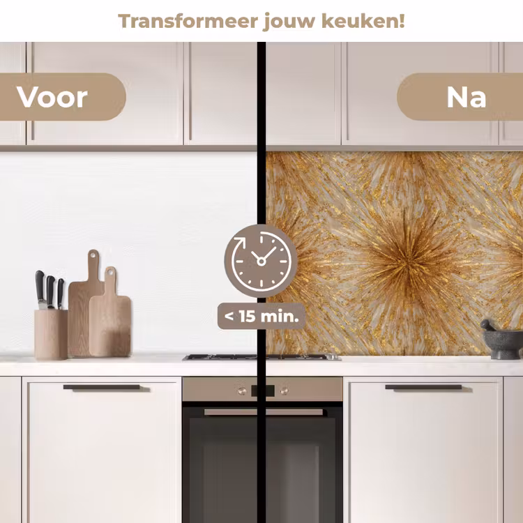 Keuken achterwand - Explosie - Abstract - Goud - Wit — 3