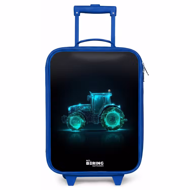 Kinderkoffer - Blauw - Neontractor op zwarte ondergrond — 1
