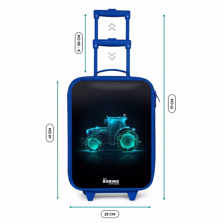 Kinderkoffer - Blauw - Neontractor op zwarte ondergrond — 6