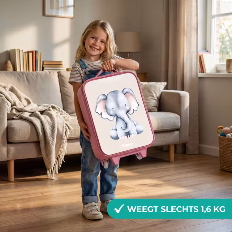 Kinderkoffer - Roze - Olifant tekening tegen een beige achtergrond — 2
