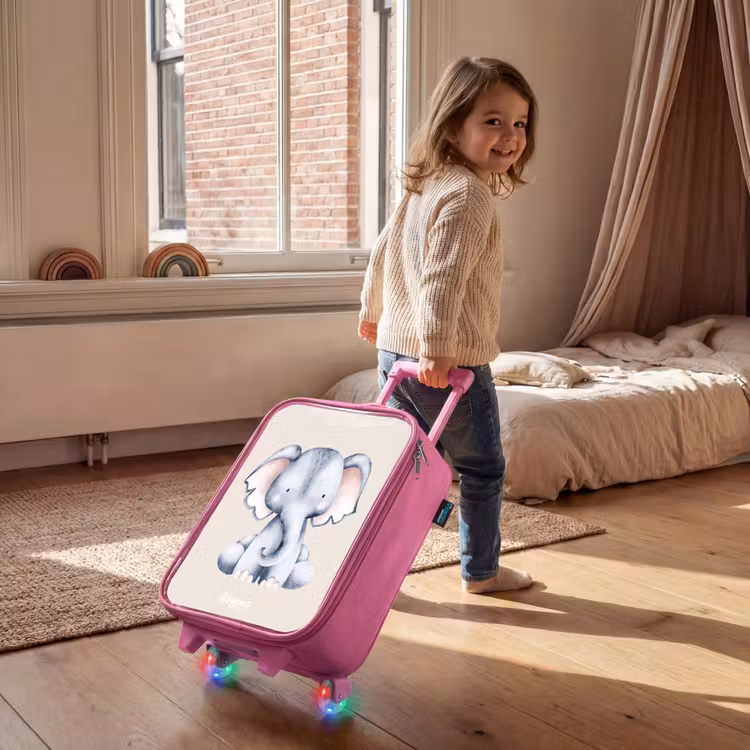 Kinderkoffer - Roze - Olifant tekening tegen een beige achtergrond — 3