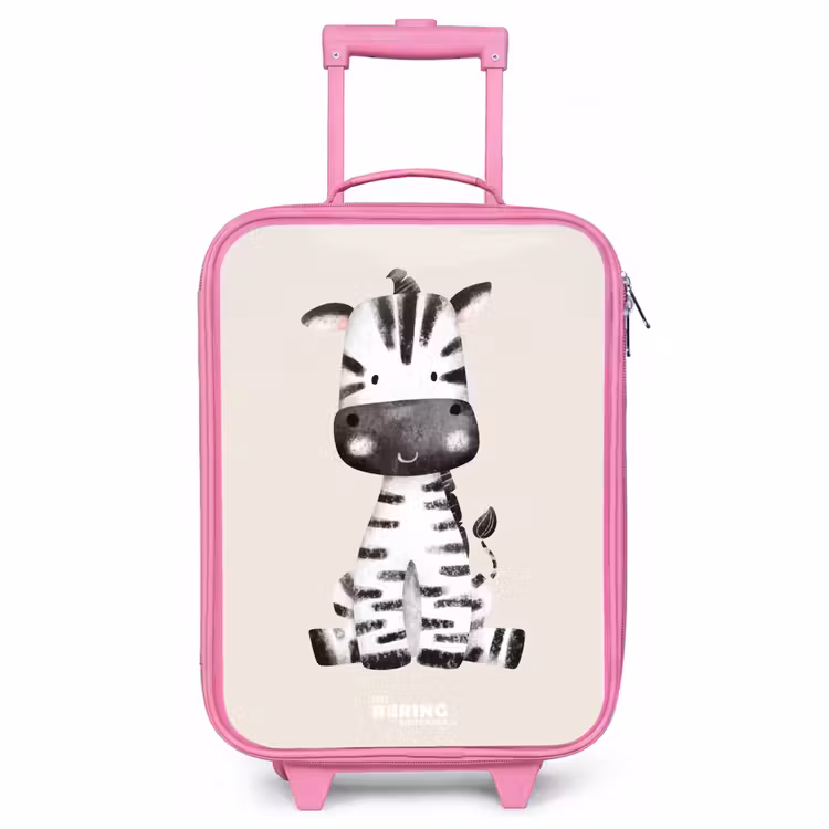Kinderkoffer - Roze - Zebra portrettekening met beige achtergrond — 1