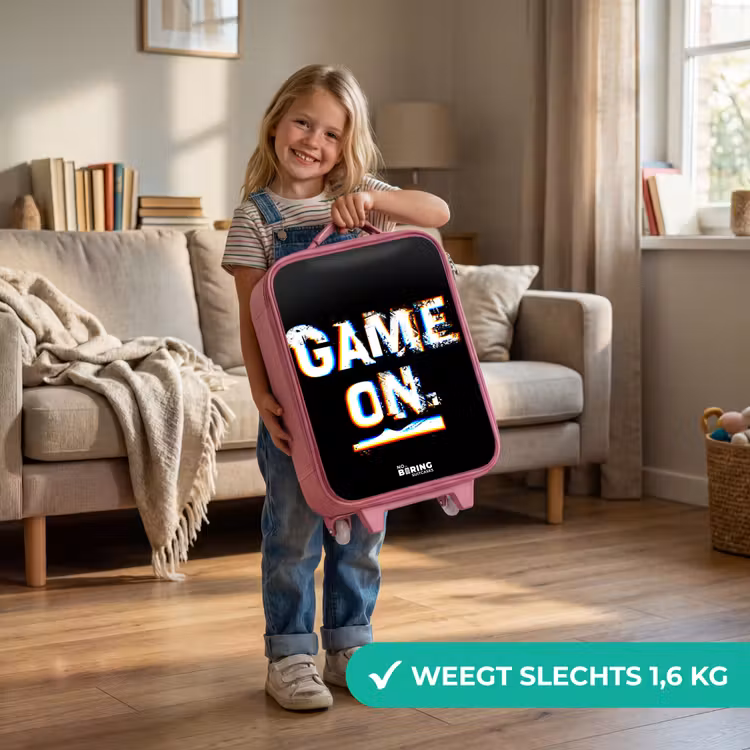 Kinderkoffer - Roze - Game on in zwart wit — 2