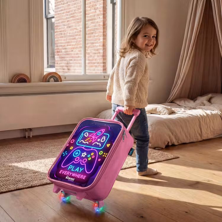Kinderkoffer - Roze - Neonillustratie met een controller — 3