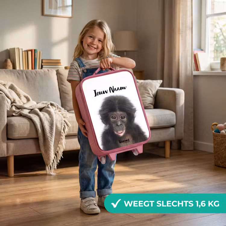 Kinderkoffer met naam - Roze - Charlie Chimp — 2