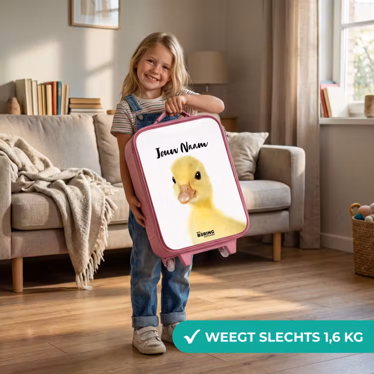 Kinderkoffer met naam - Roze - Barry de Badeend — 2