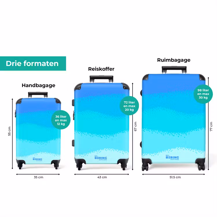 Koffer - Blauw - Pixel - Horizontale strepen — 8