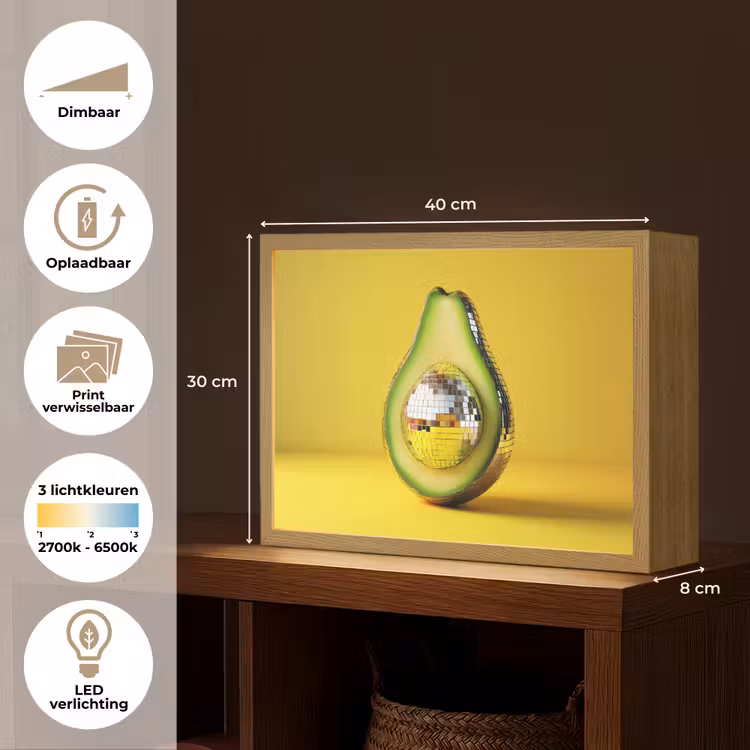 Lightbox - Wandlamp - Avocado - Discobal - Geel - Glitter — 10