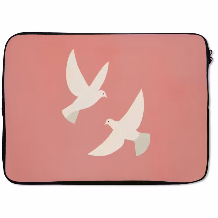 Laptophoes - Duiven - Wit - Sierlijk — 1