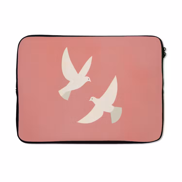 Laptophoes - Duiven - Wit - Sierlijk — 3