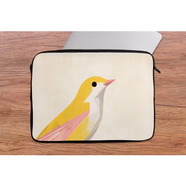 Laptophoes - Vogel - Minimalistisch - Geel — 2