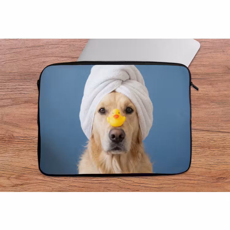 Laptophoes - Hond - Badeend - Geel — 2